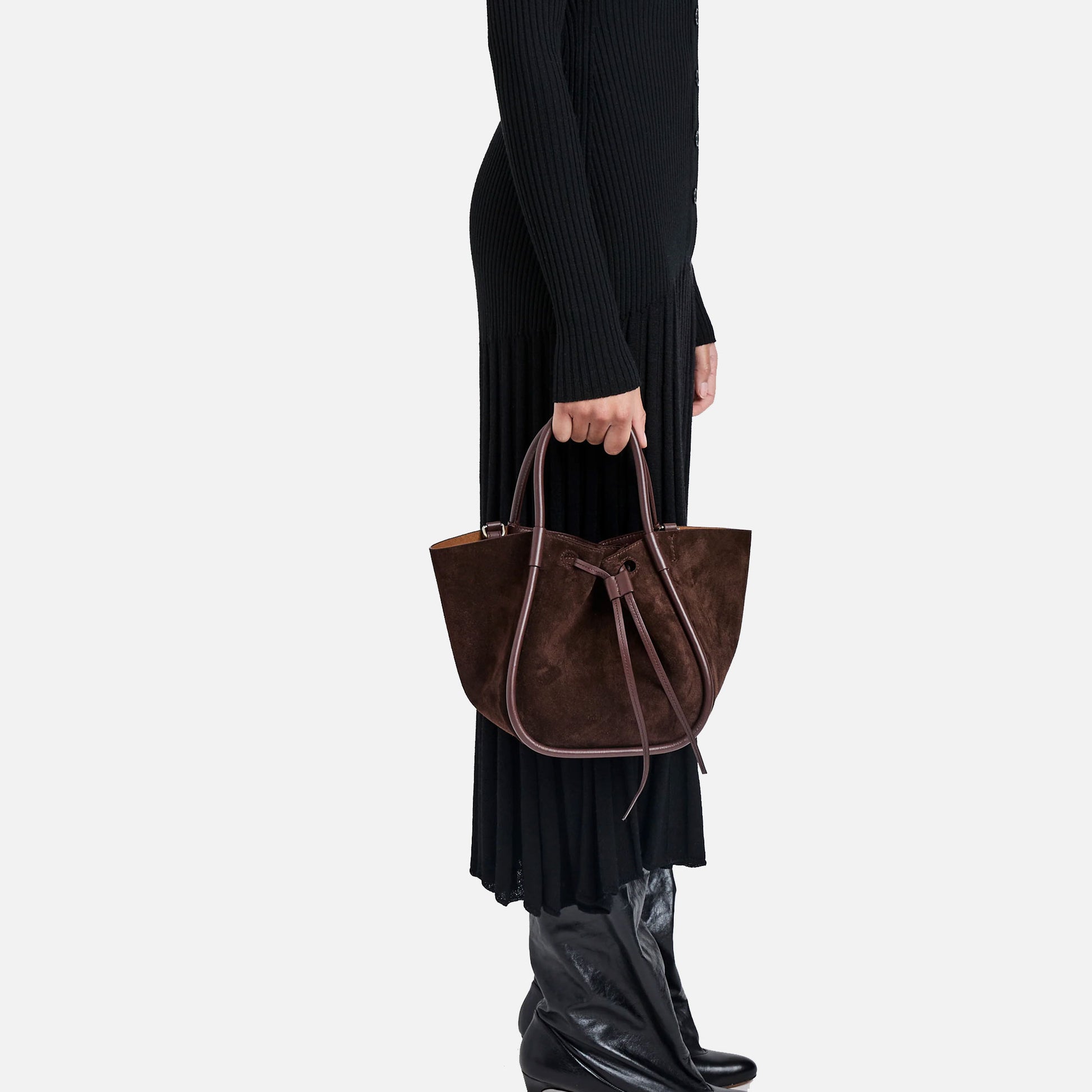 Small Ruched Tote Bag Chocolate