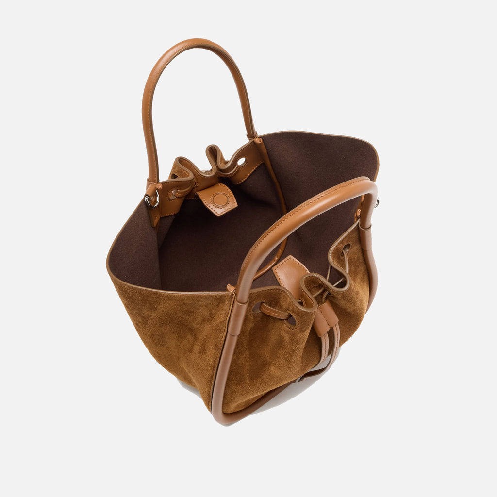 Small Ruched Tote Bag Saddle
