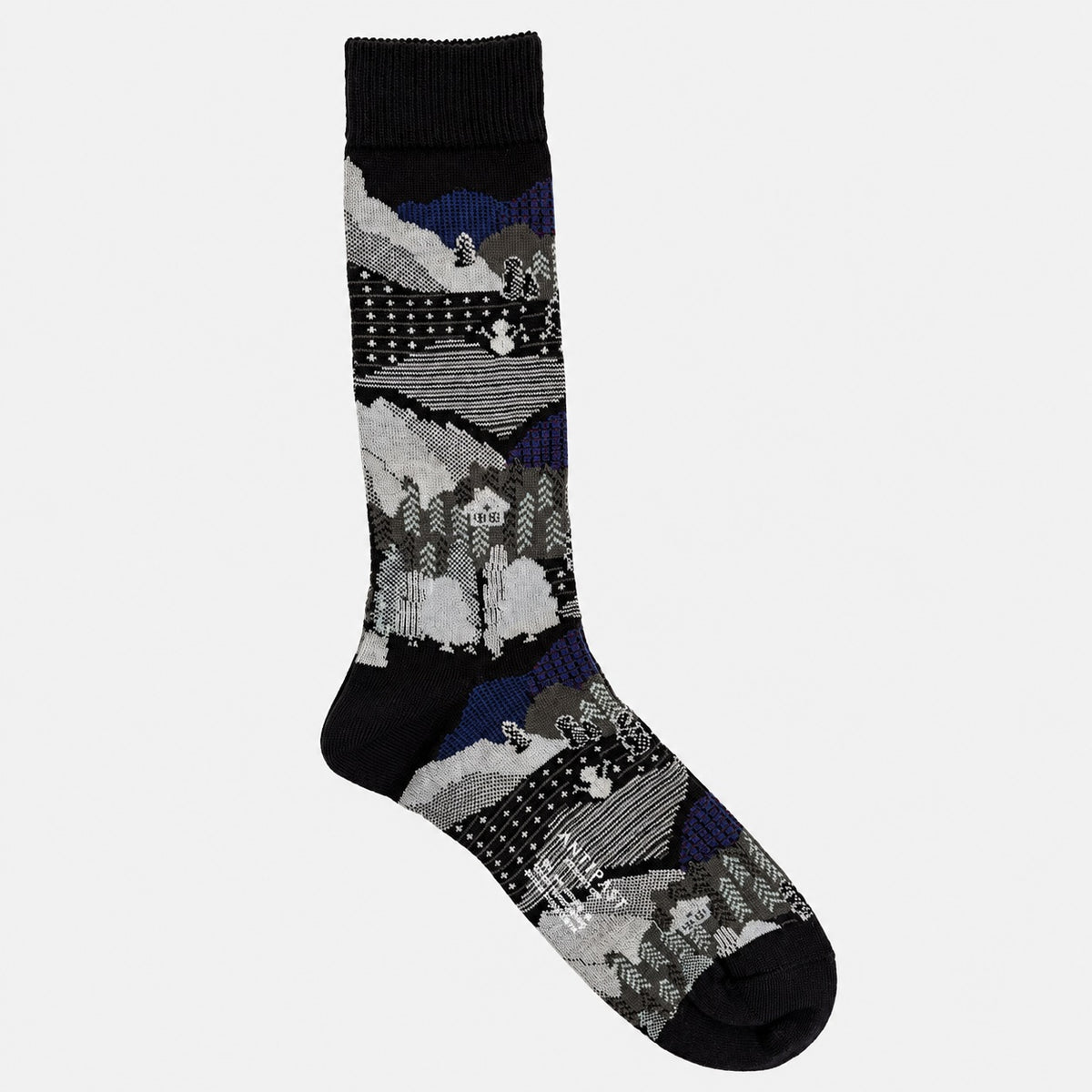 Snowy Winter Unisex Socks Black