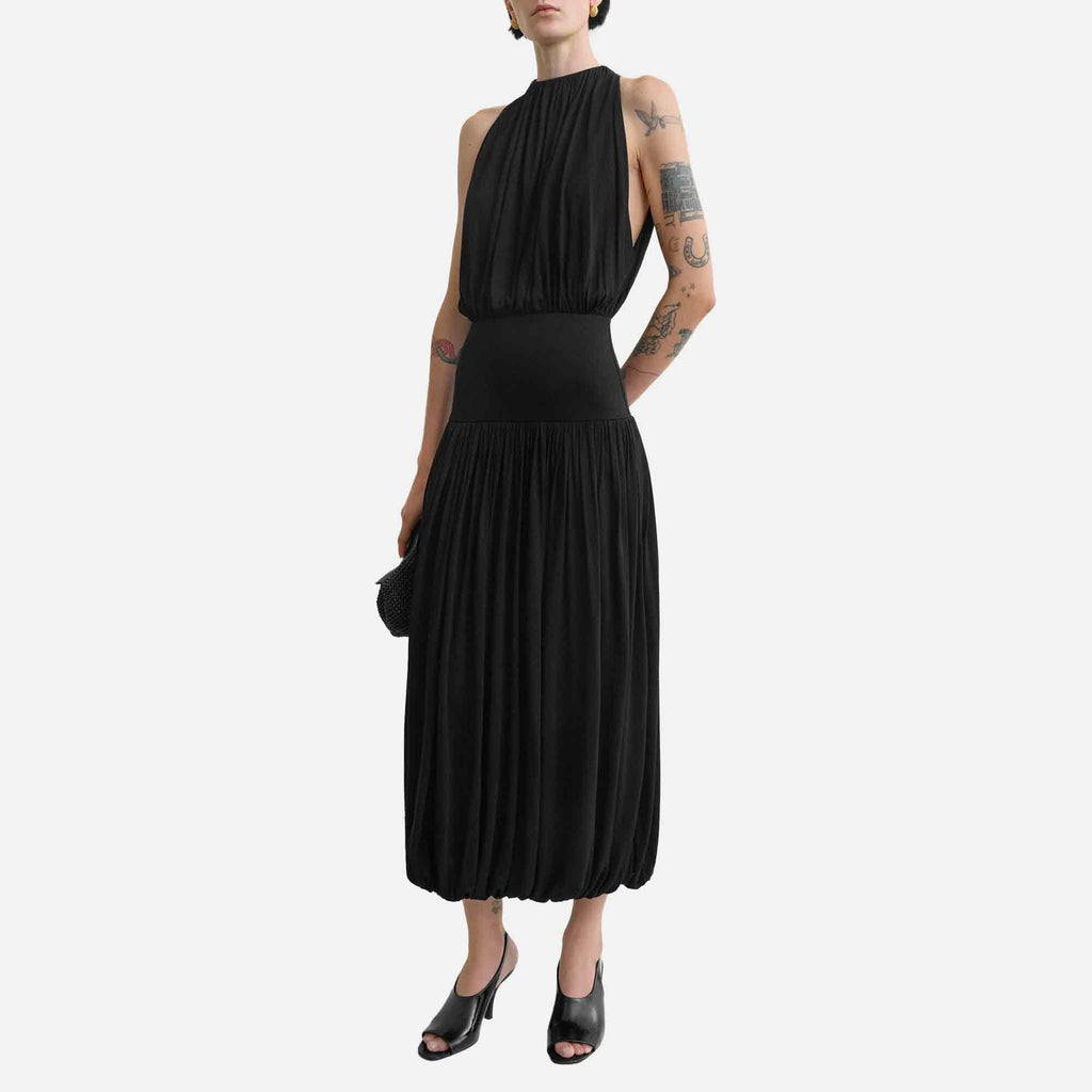 Soft Gathered Dress Black