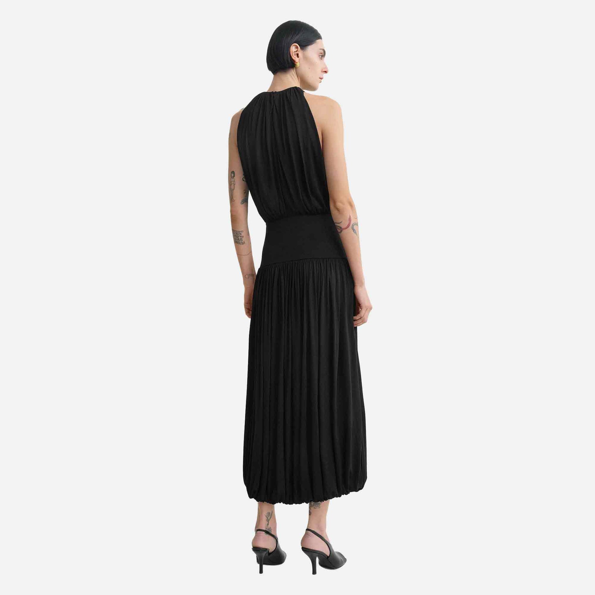 Soft Gathered Dress Black