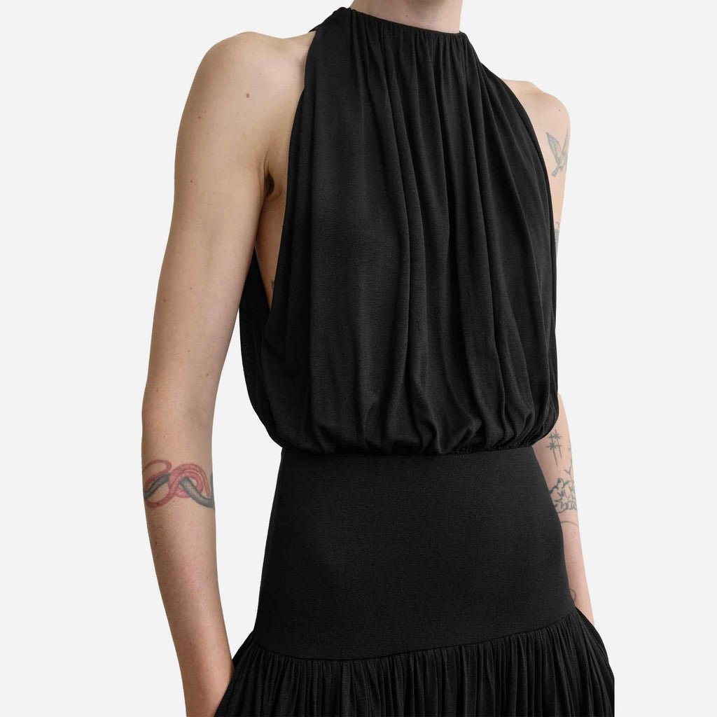 Soft Gathered Dress Black