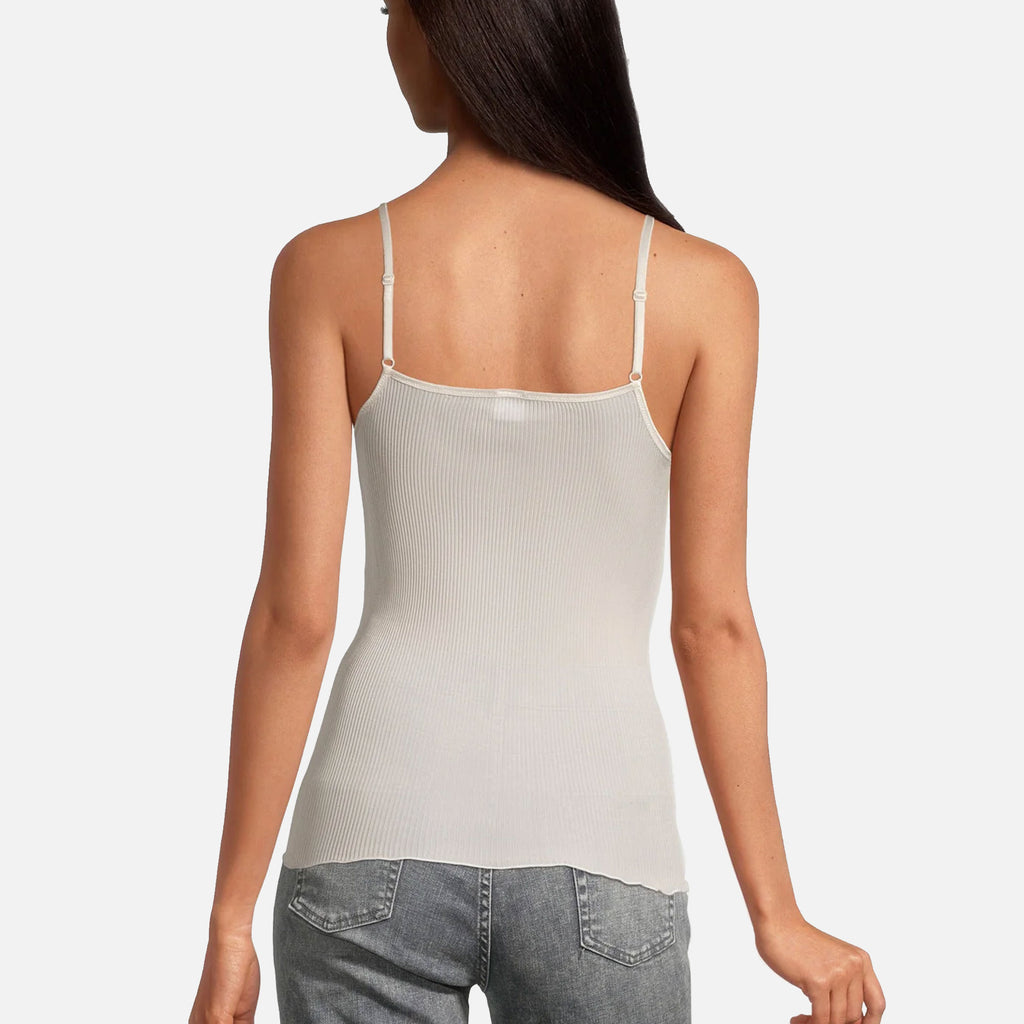 Spaghetti Top V-Neck Silk Ivory