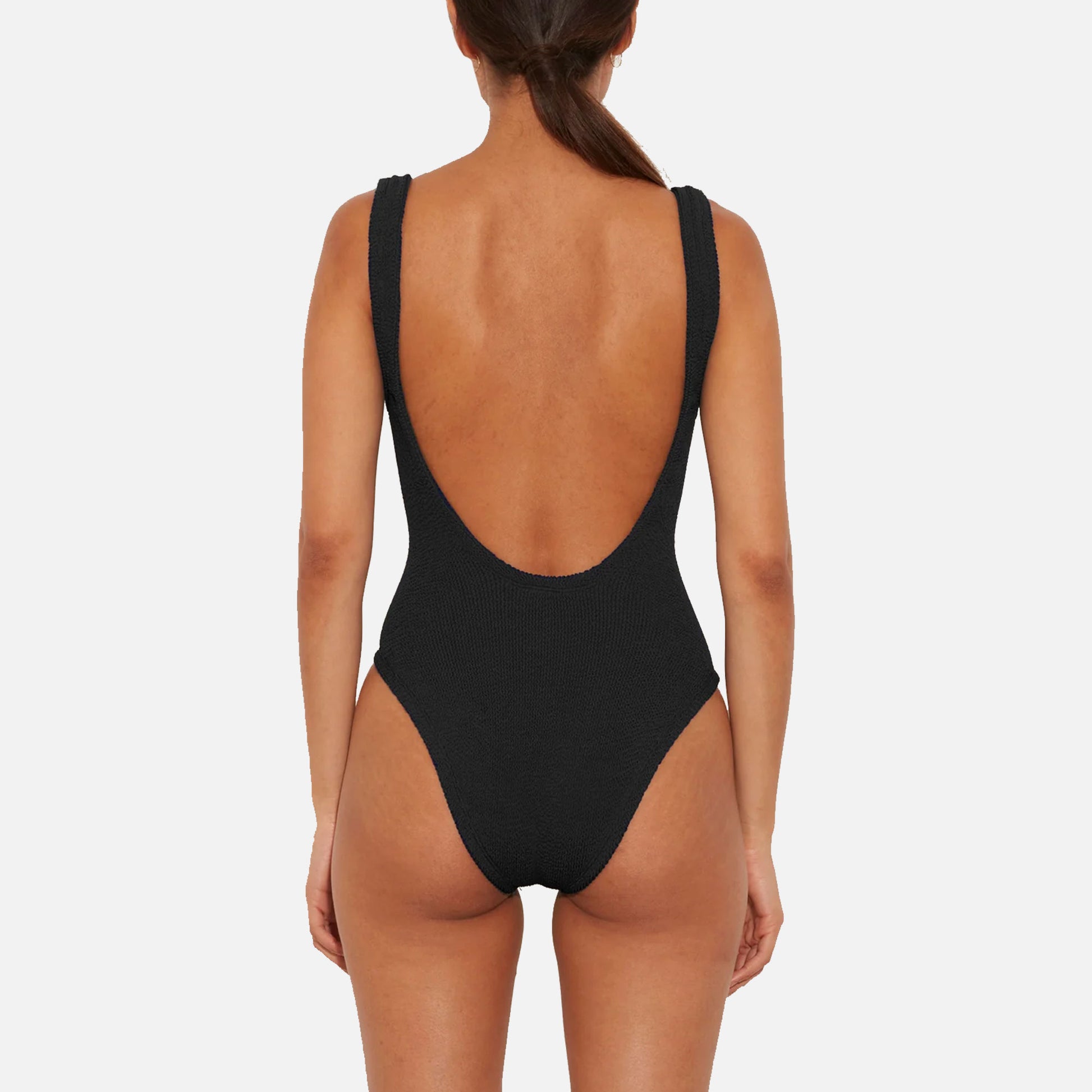 Square Neck Swimsuit Crinkle Black