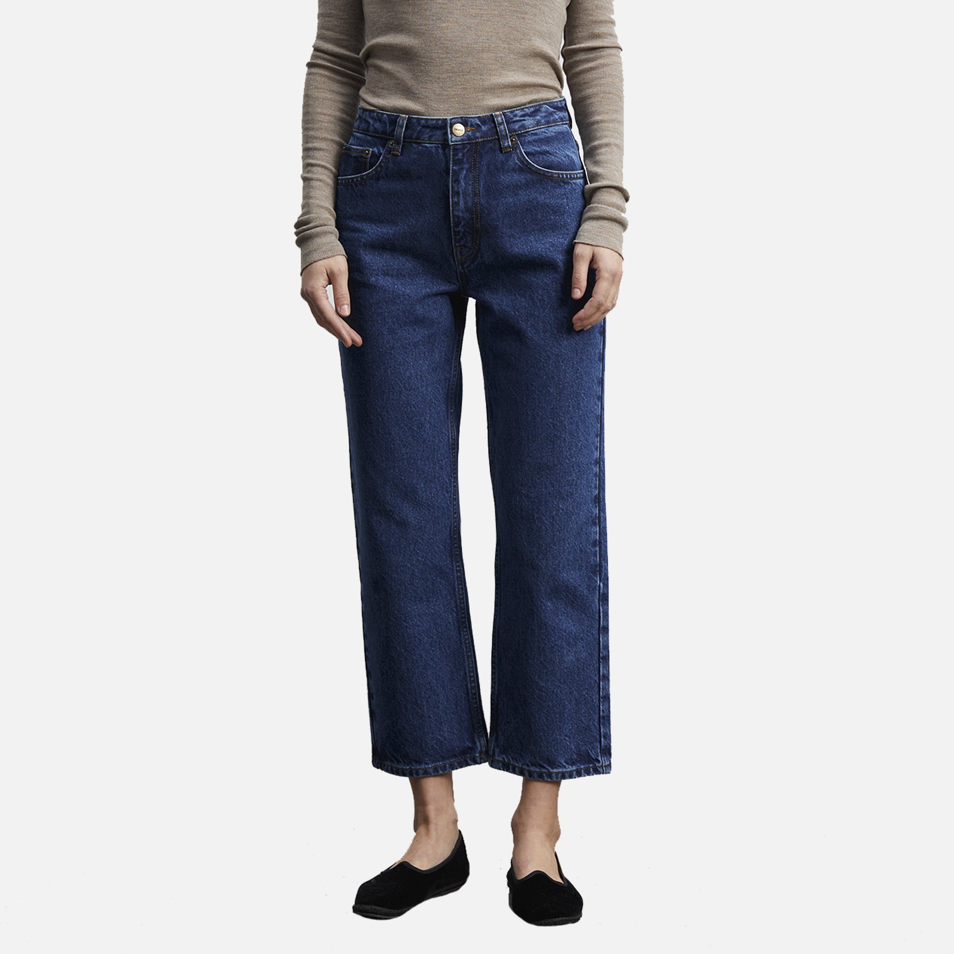 Allison Straight Leg Jeans Mid Blue Denim