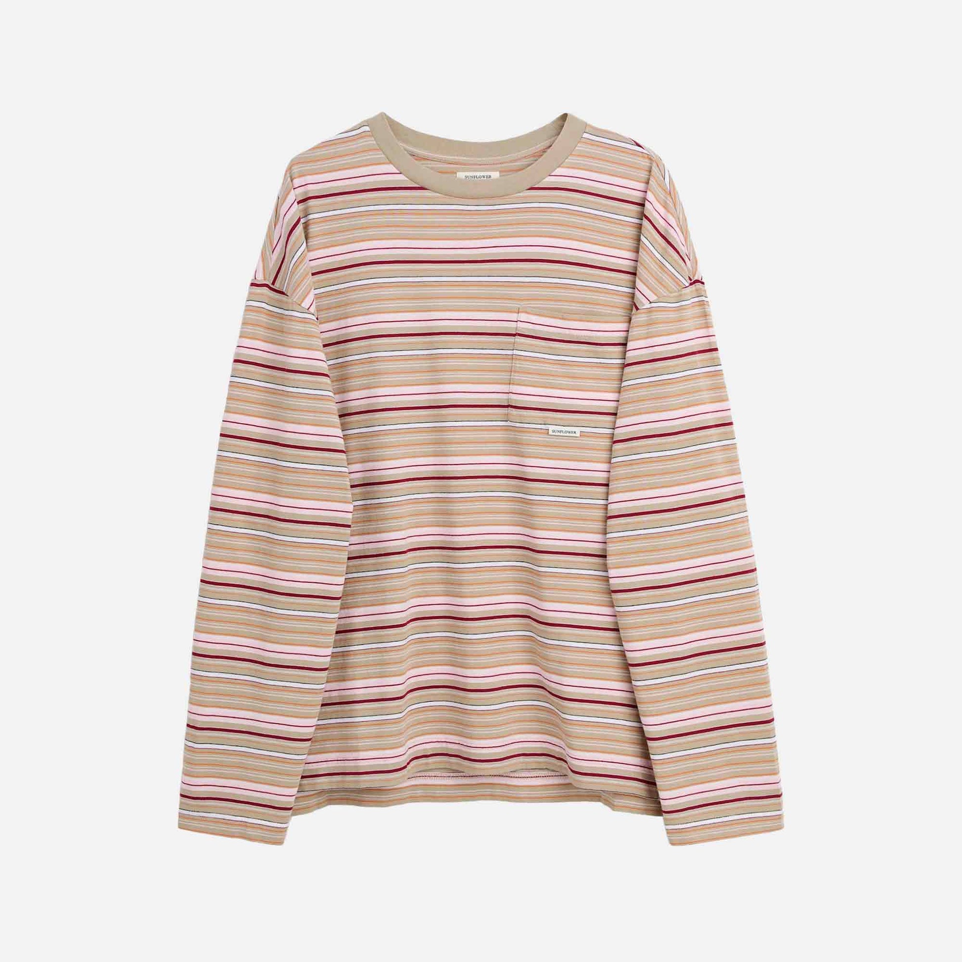 Stripe Pocket Tee Beige