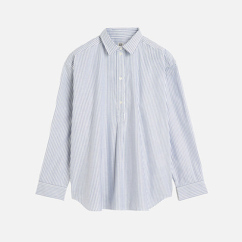 Striped Half-Placket Shirt Blue/White