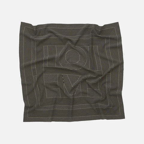 Striped Monogram Silk Scarf Black