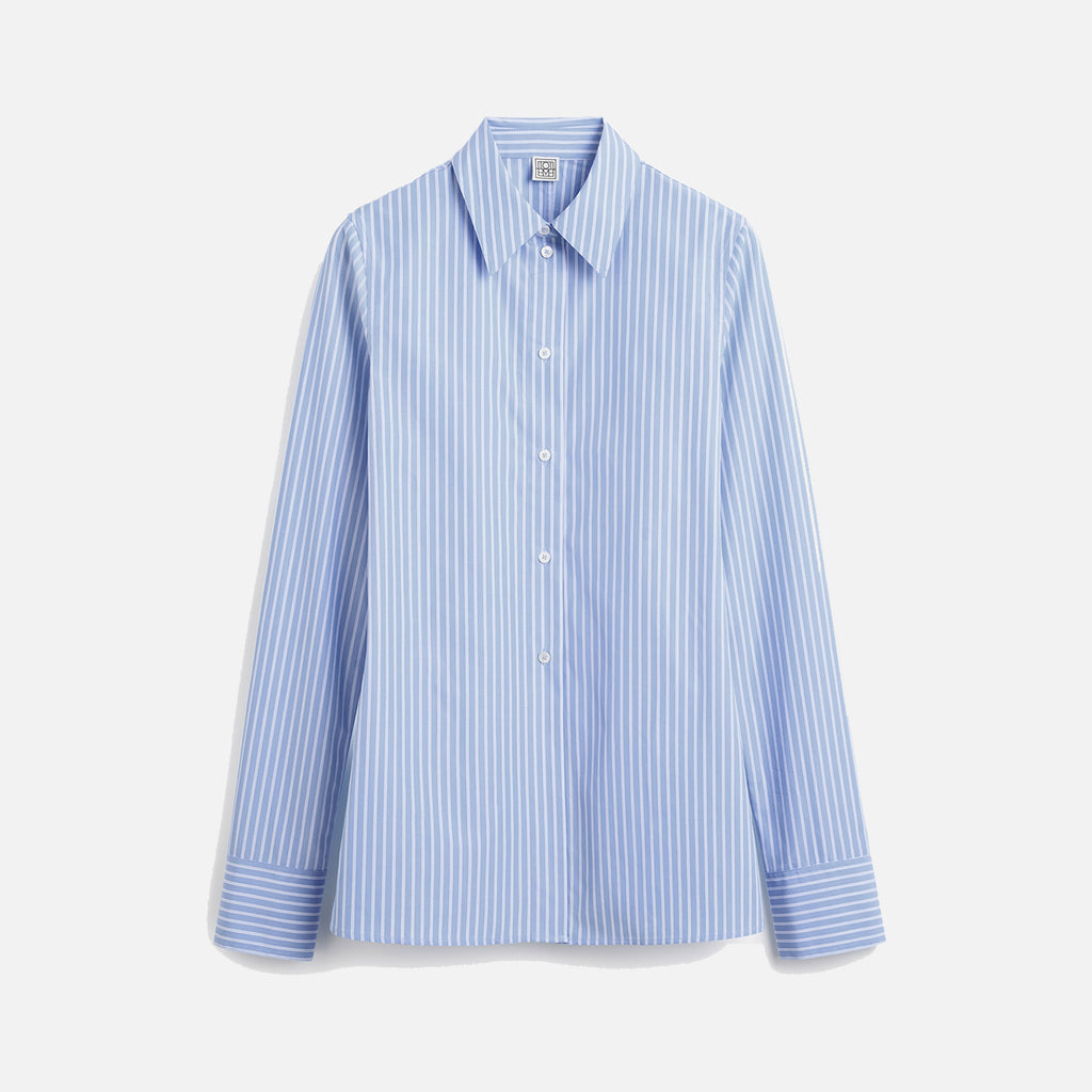 Striped Poplin Shirt Blue/White