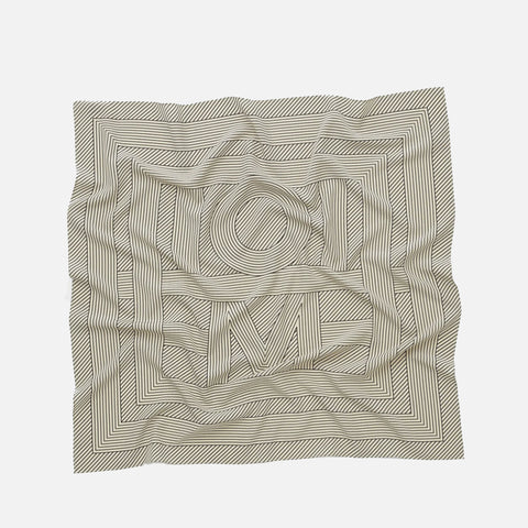 Striped Monogram Silk Scarf Creme