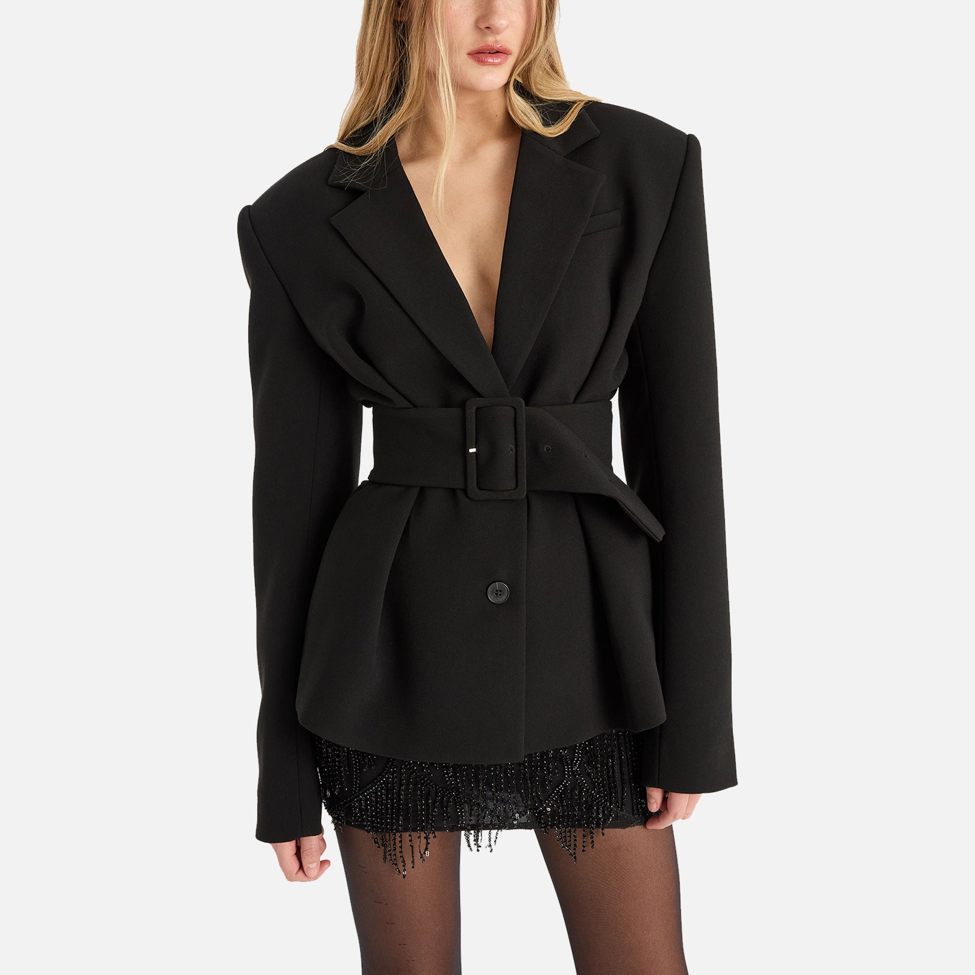 Suiting Belted Blazer Black