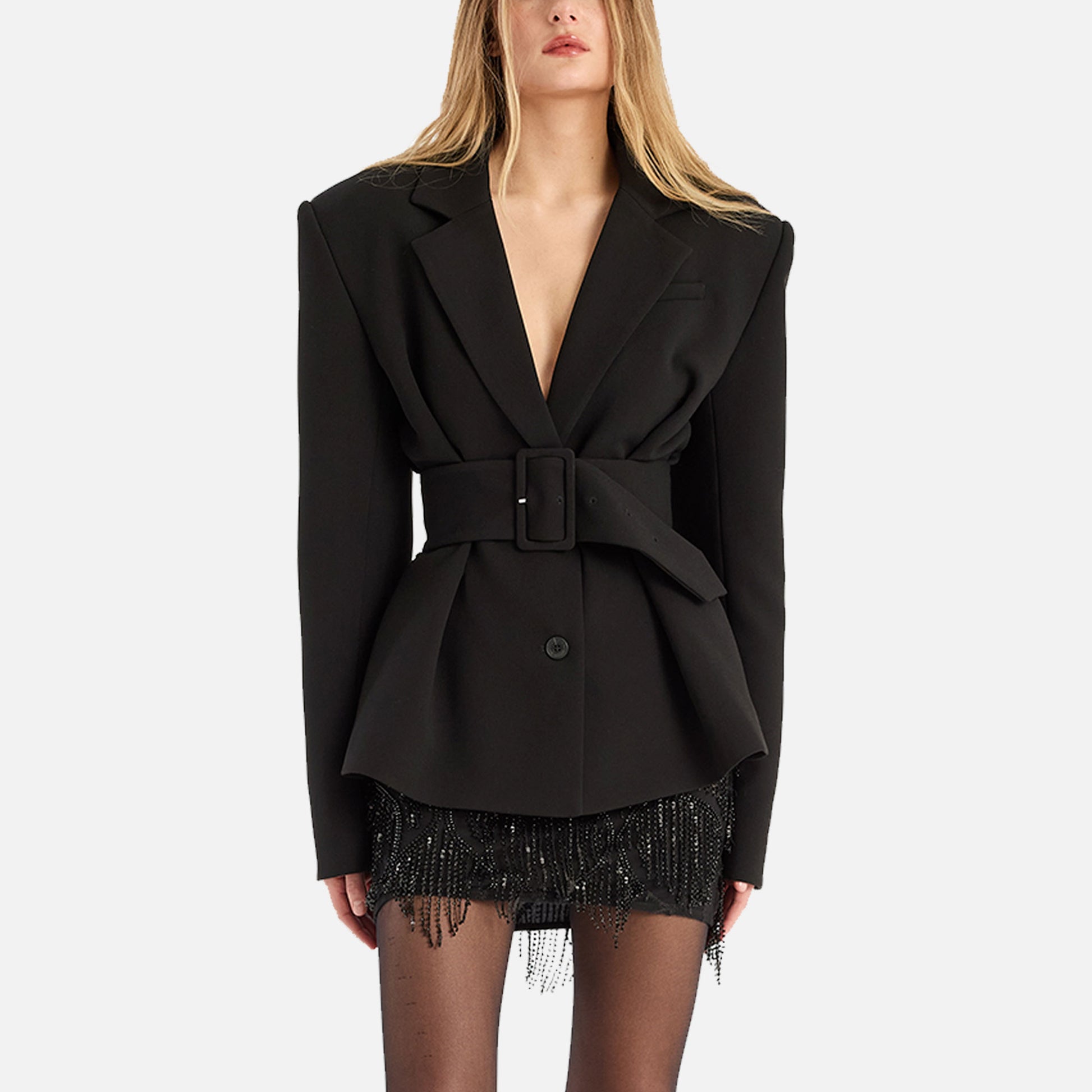 Suiting Belted Blazer Black