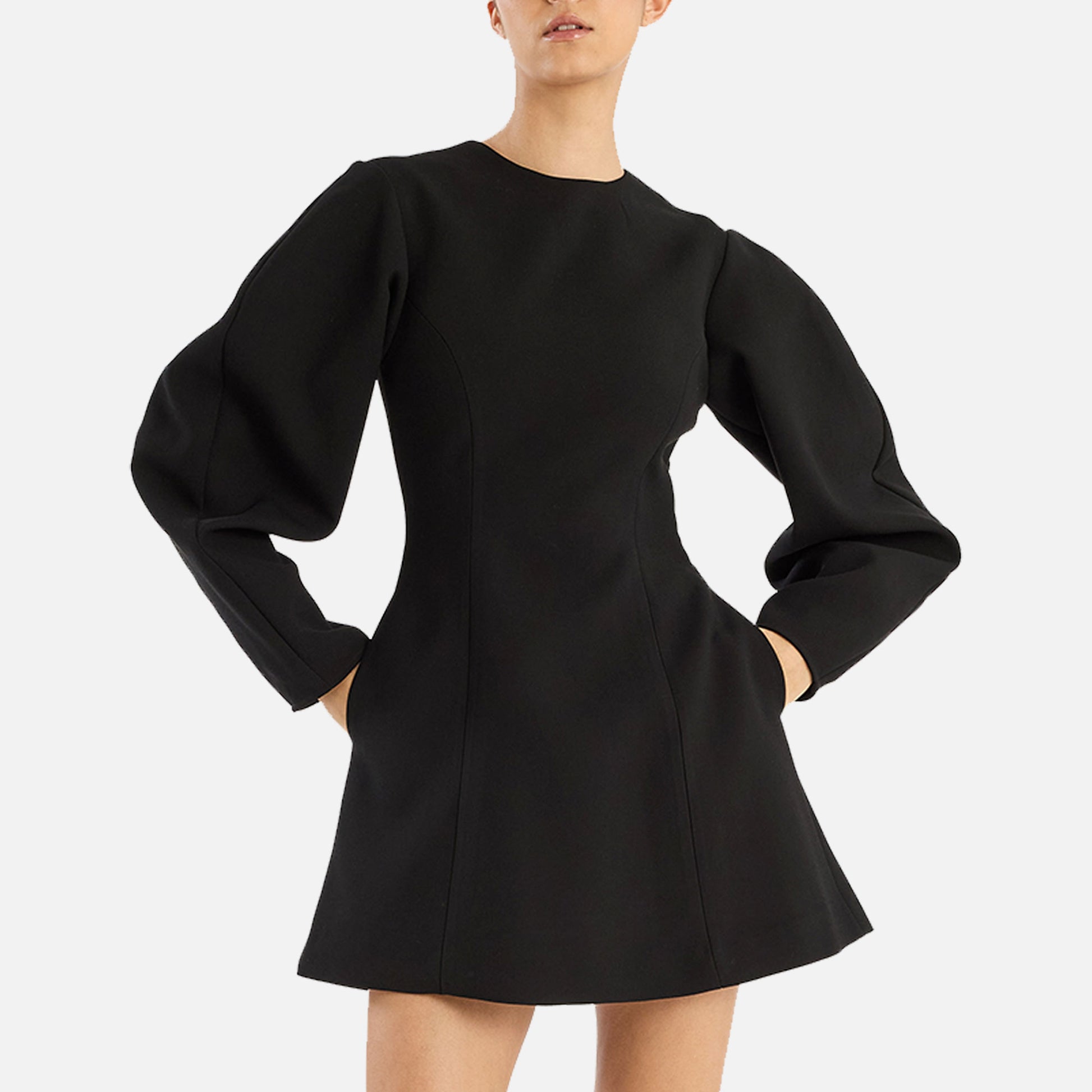 Suiting Flared Mini Dress Black