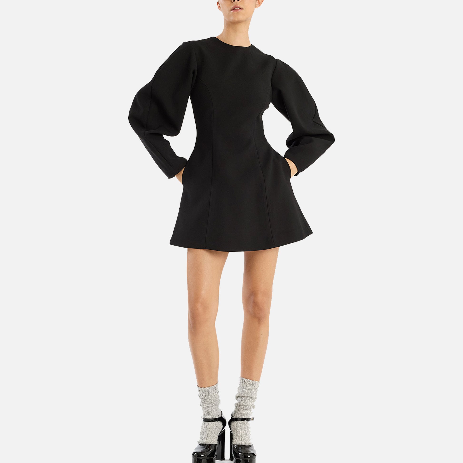 Suiting Flared Mini Dress Black