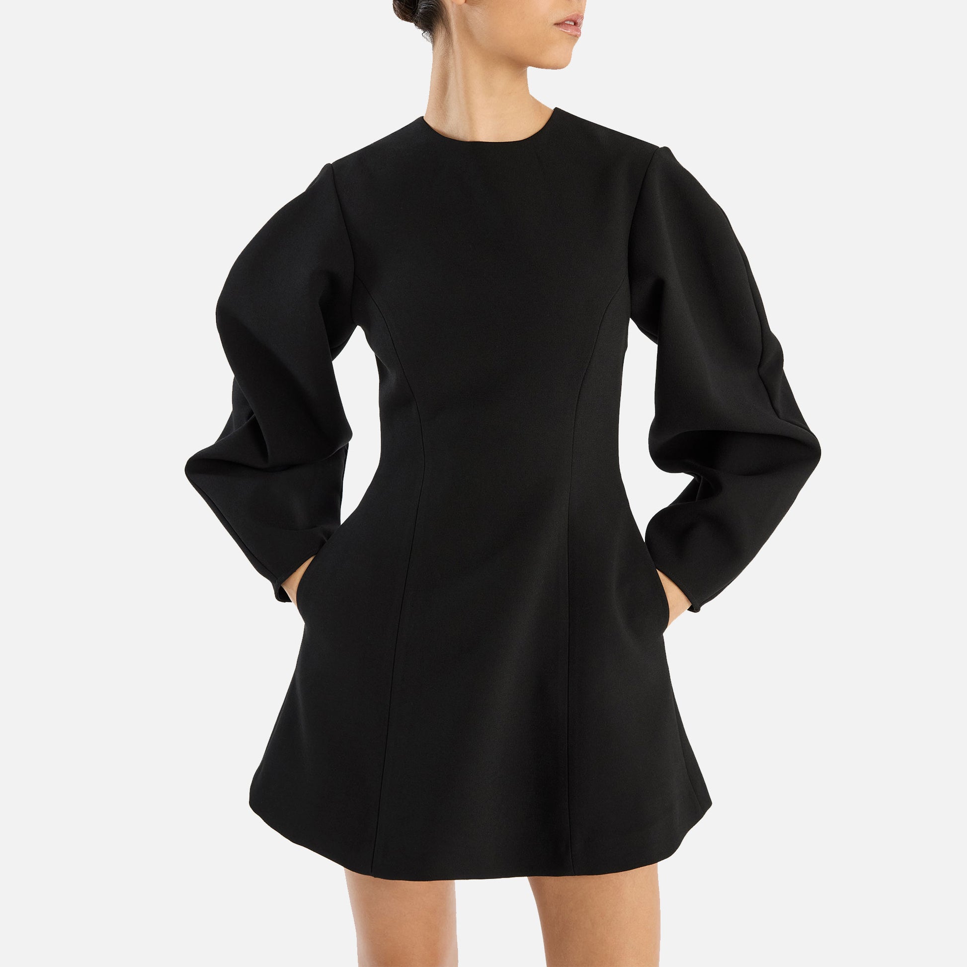 Suiting Flared Mini Dress Black