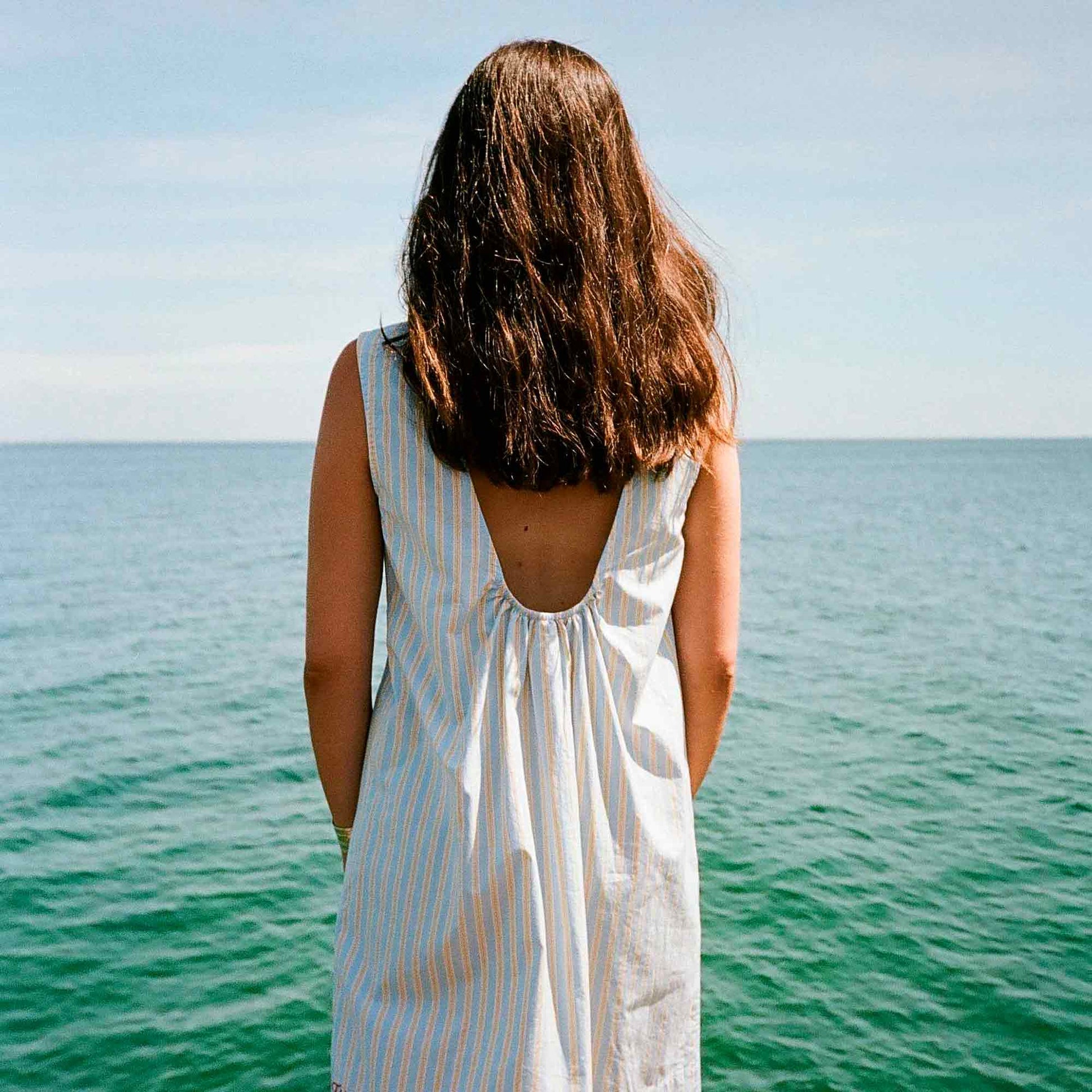 Summer Dress Daisy Sky Stripes