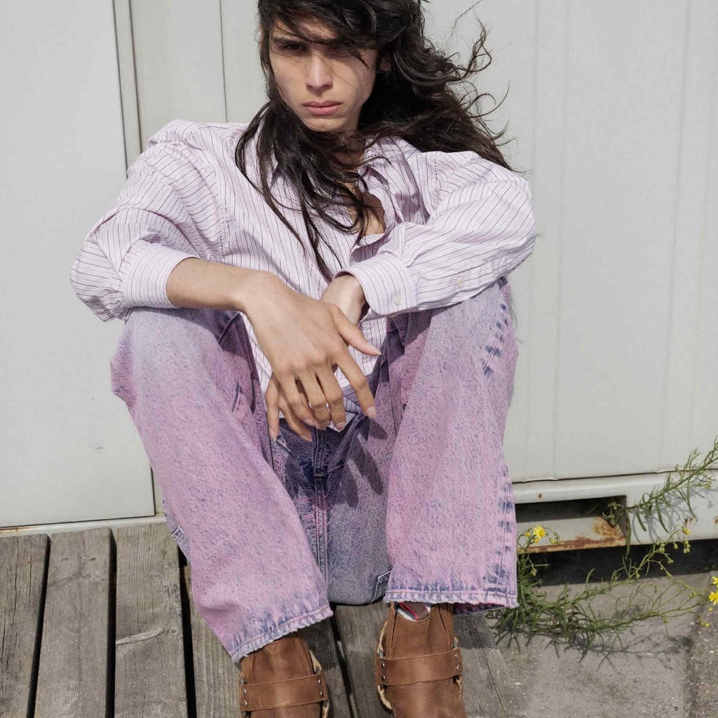 Relaxed Boot Jeans Pink Coat