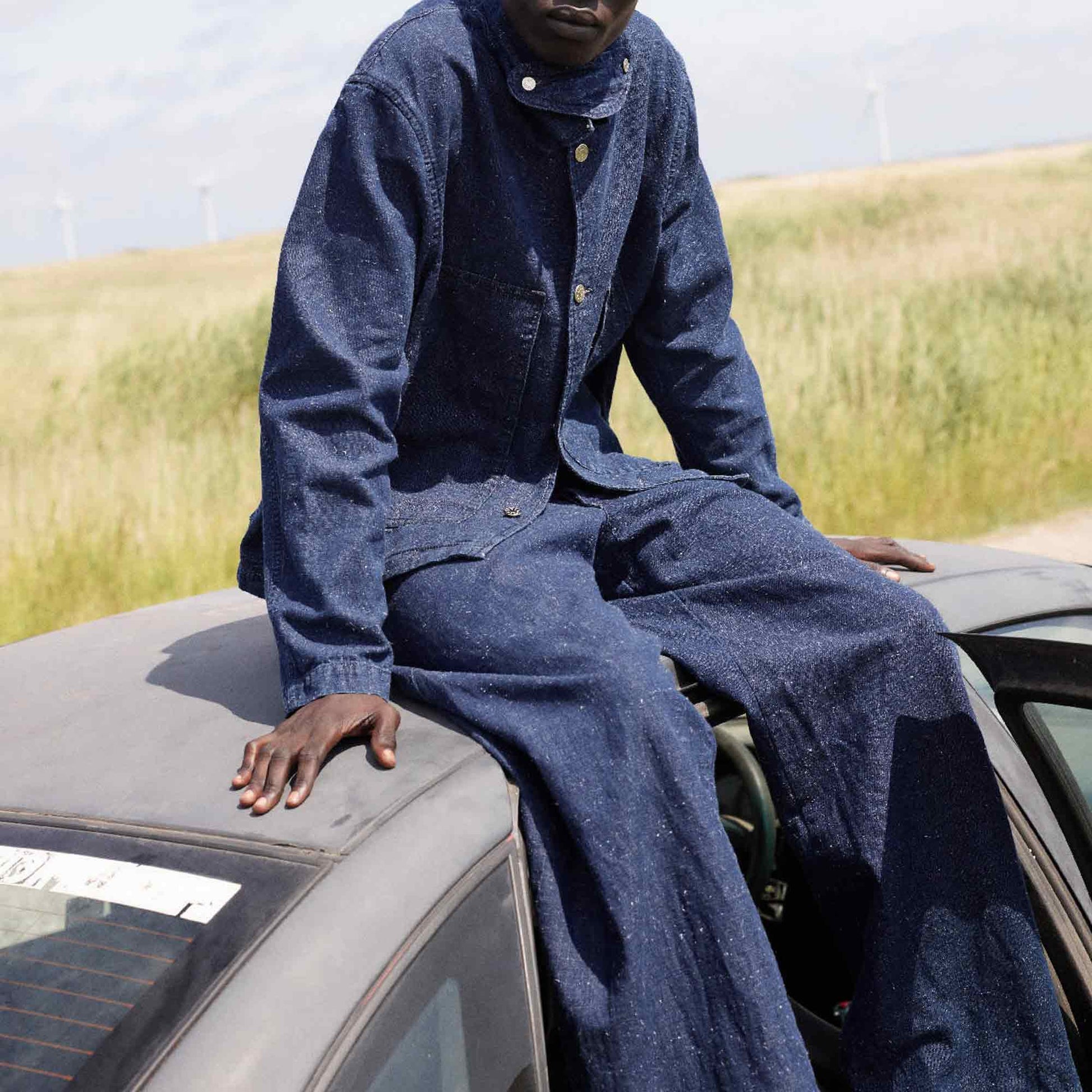 Super Wide Twist Jeans Indigo Hemp