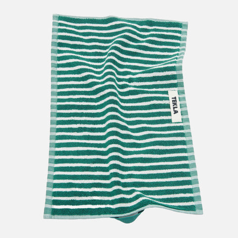 Guest Towel Teal Green Stripes