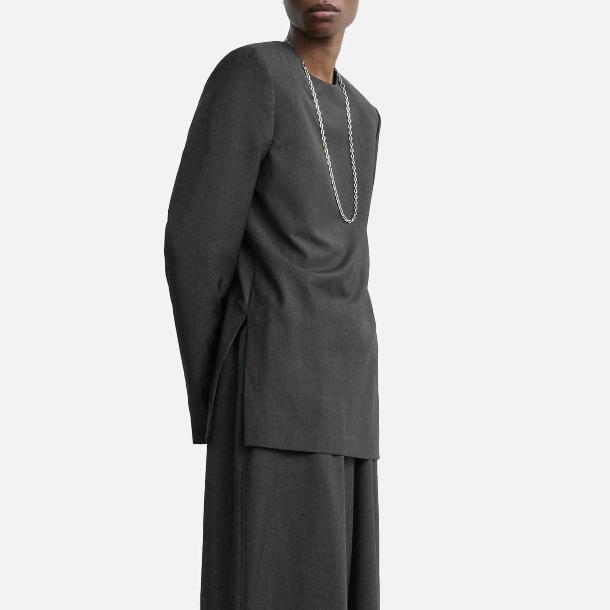 Tailored Dinner Blouse Charcoal Melange