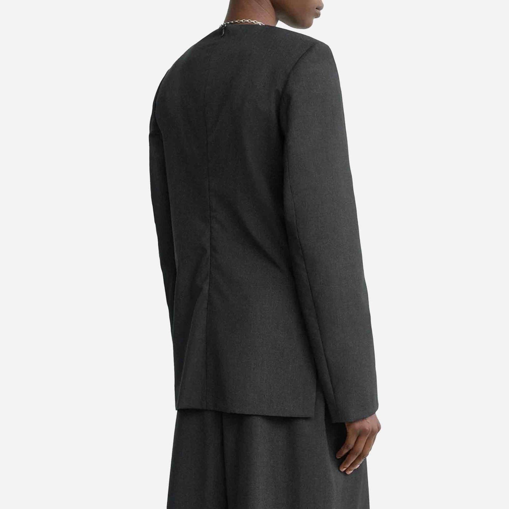 Tailored Dinner Blouse Charcoal Melange