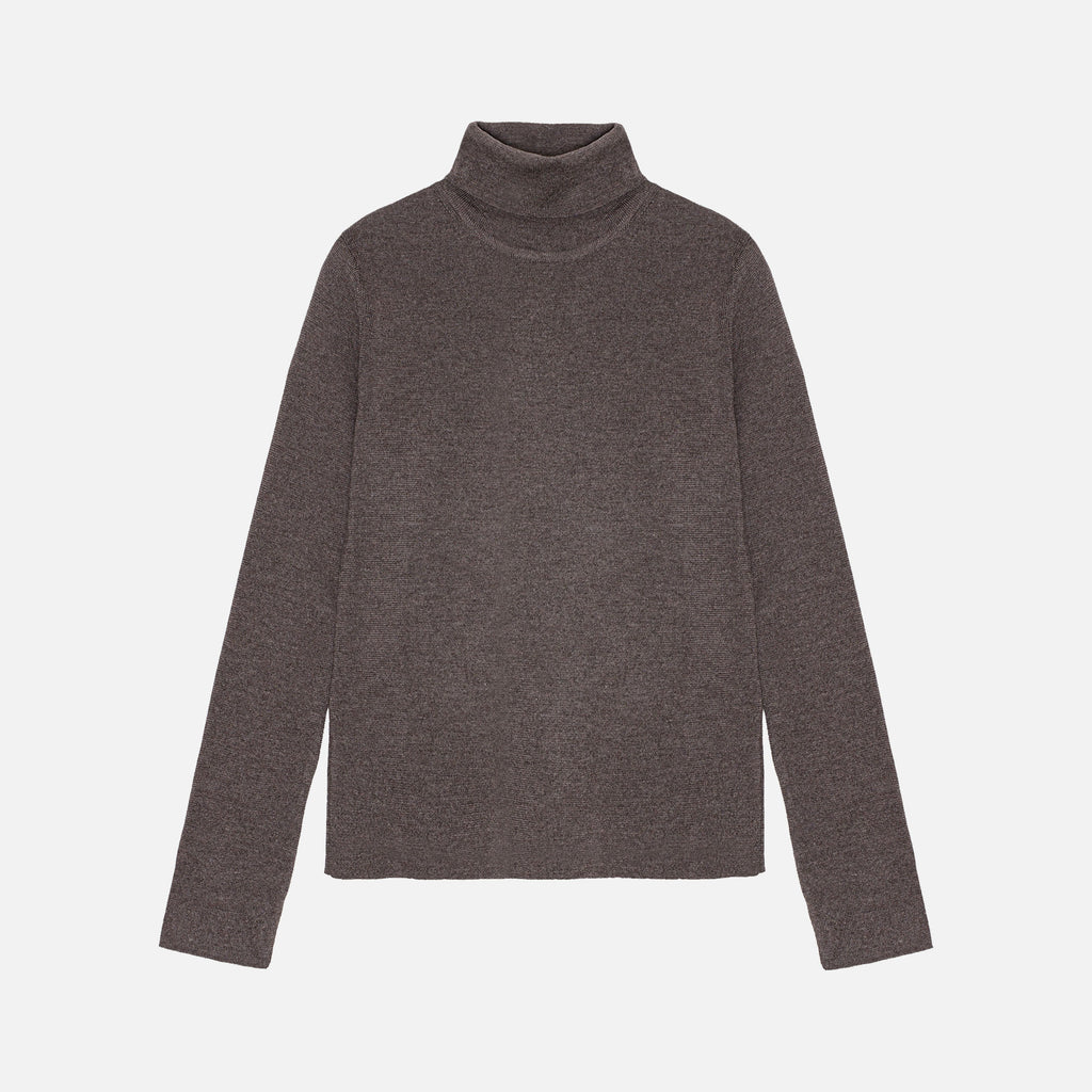 Tao Rib Turtleneck Knit Dark Brown