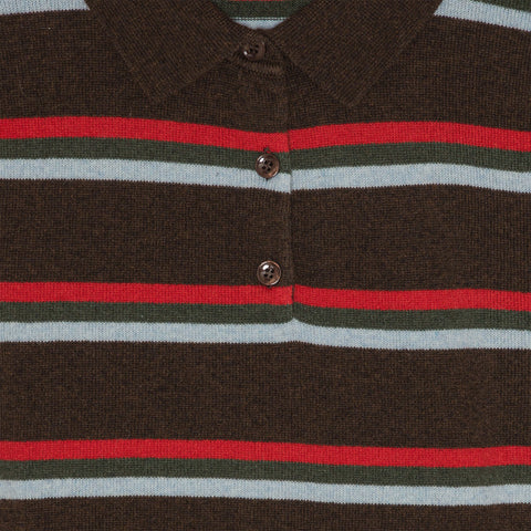 Ted Cashmere Polo Stripe Brown