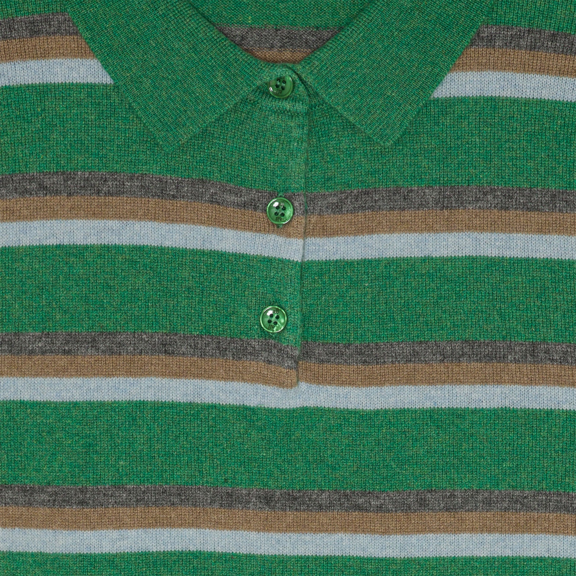 Ted Cashmere Polo Stripe Green
