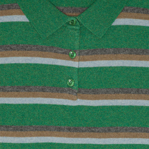 Ted Cashmere Polo Stripe Green