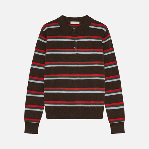 Ted Cashmere Polo Stripe Brown