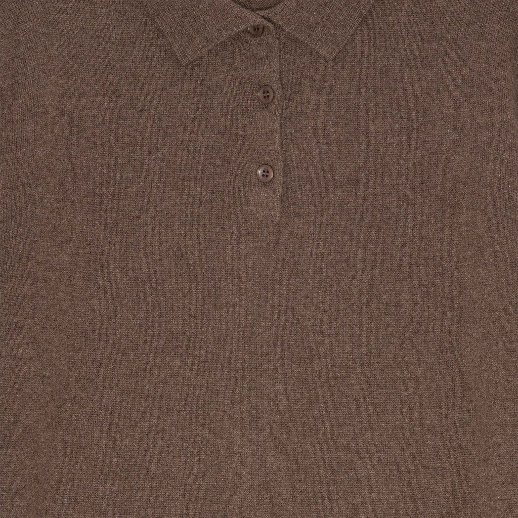 Ted Cashmere Polo Dark Brown Melange