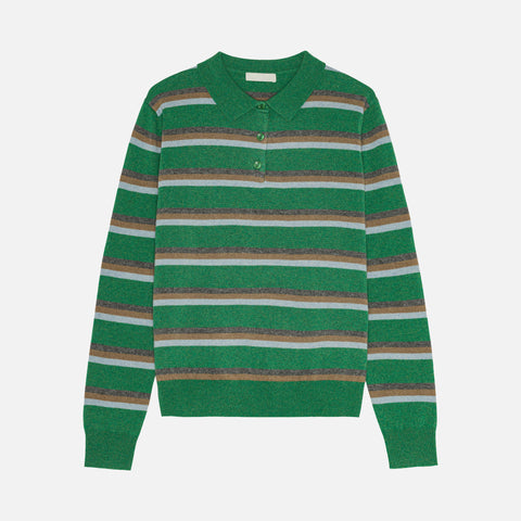 Ted Cashmere Polo Stripe Green