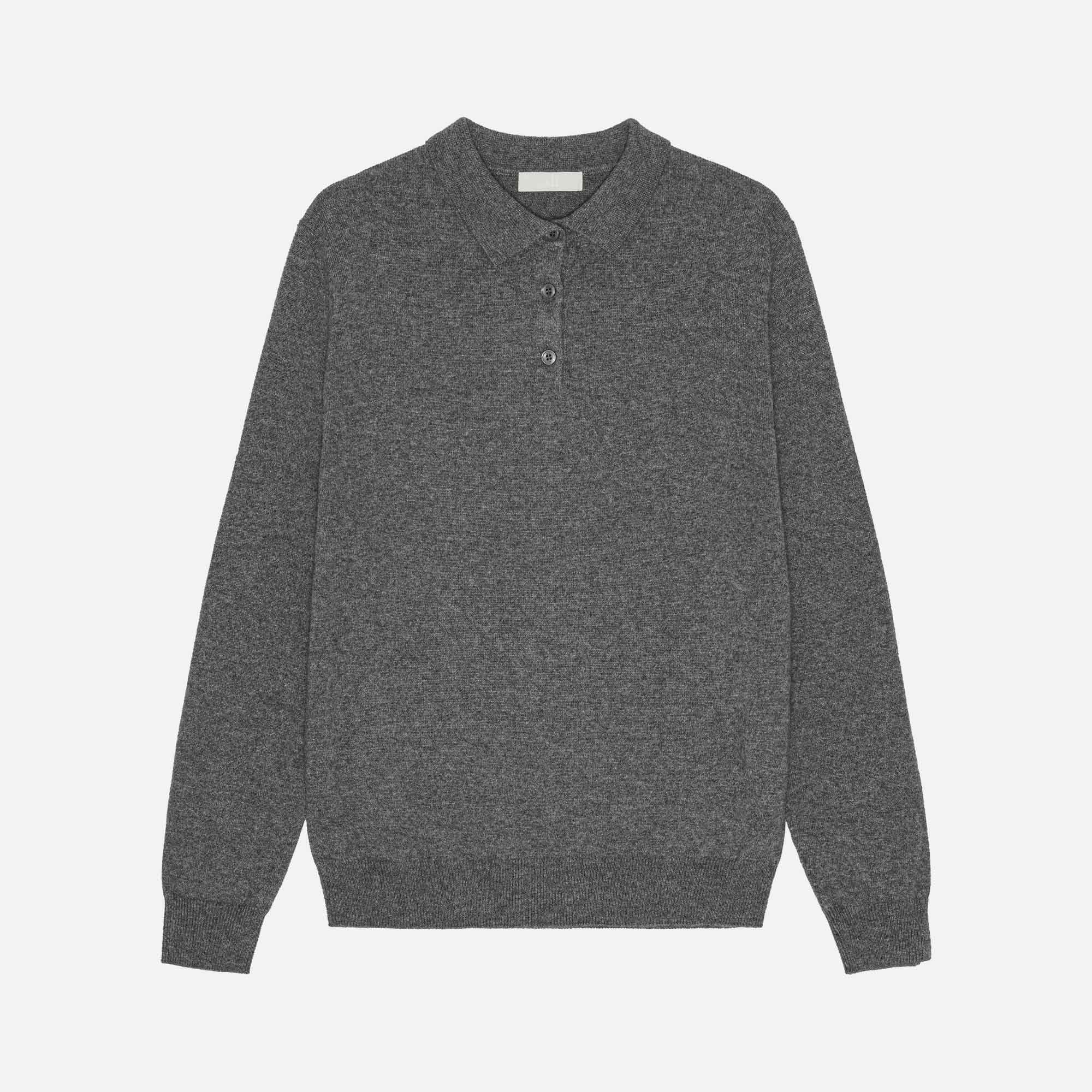 Ted Cashmere Polo Gray Melange