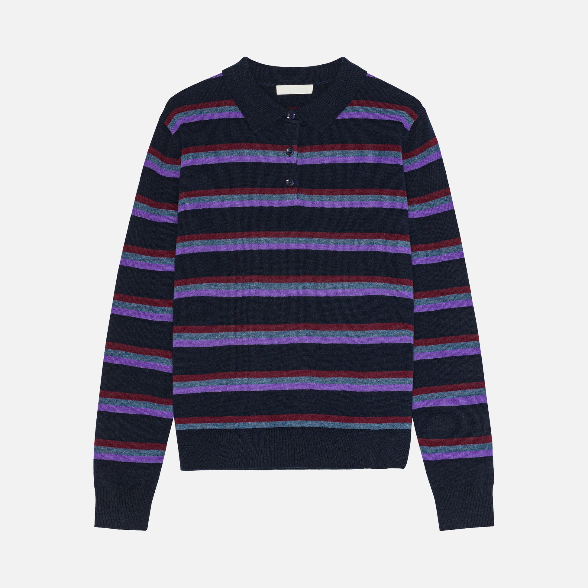 Ted Cashmere Polo Stripe Navy