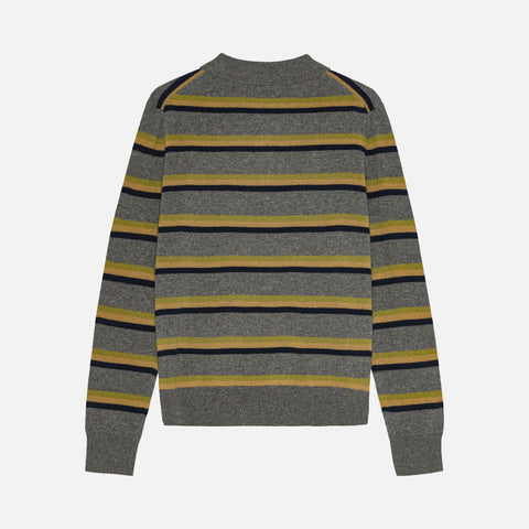 Ted Cashmere Polo Stripe Grey