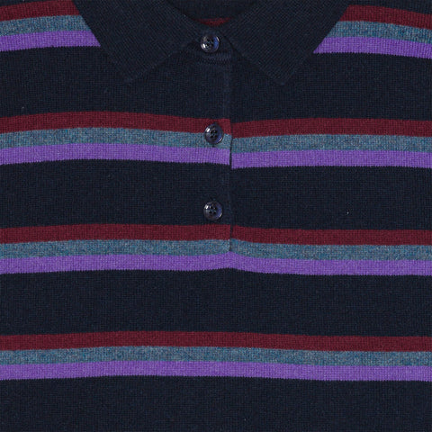 Ted Cashmere Polo Stripe Navy