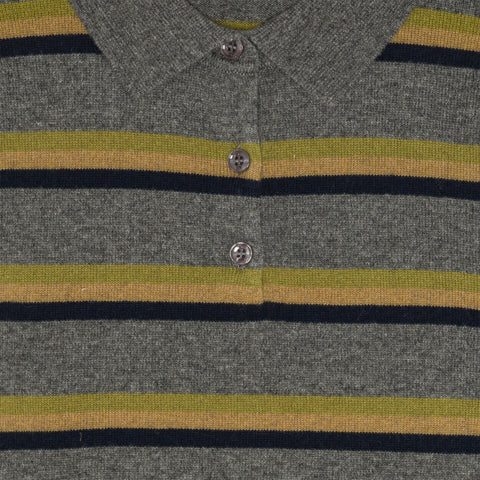 Ted Cashmere Polo Stripe Grey