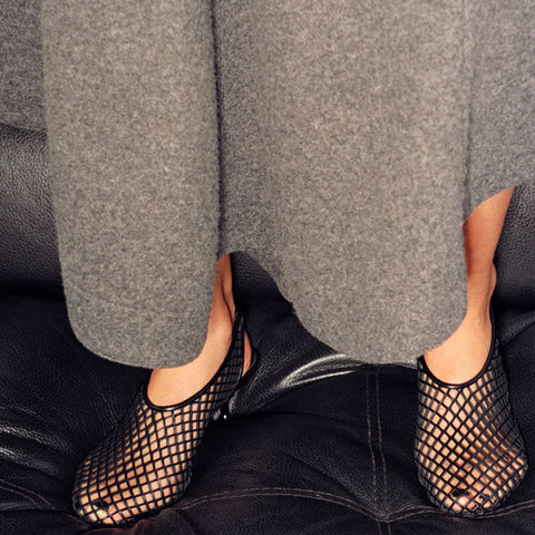 Tee Perforated Slingback Pumps Black