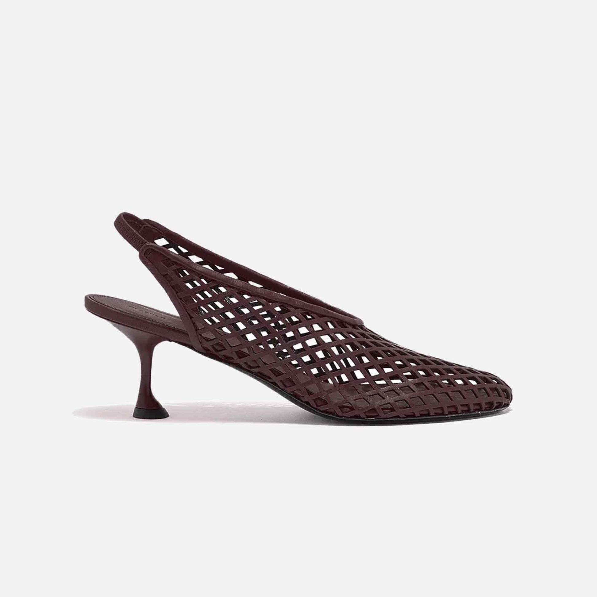 Tee Perforated Slingback Pumps Currant