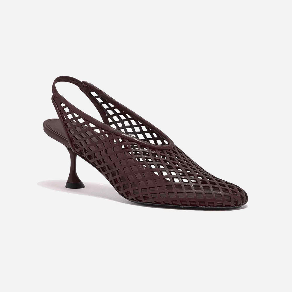 Tee Perforated Slingback Pumps Currant