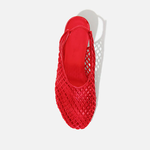 Tee Perforated Slingback Pumps Red