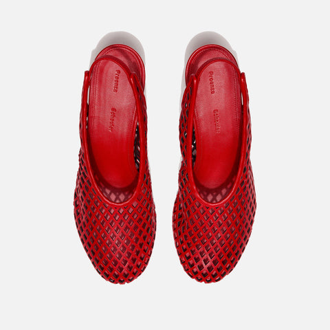 Tee Perforated Slingback Pumps Red