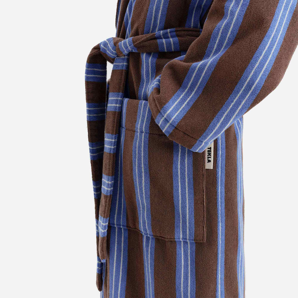 Hooded Bathrobe Chestnut Stripes