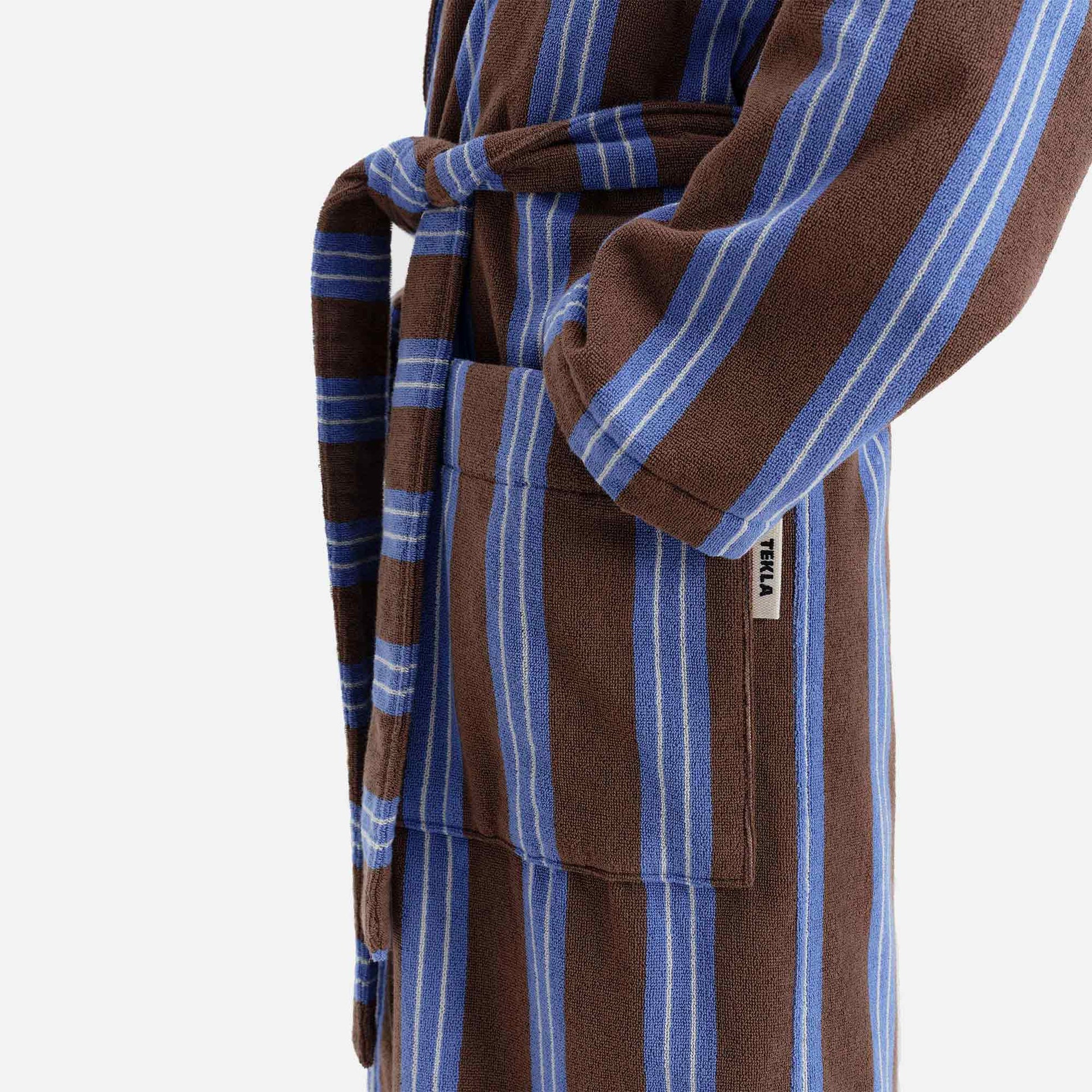 Hooded Bathrobe Chestnut Stripes