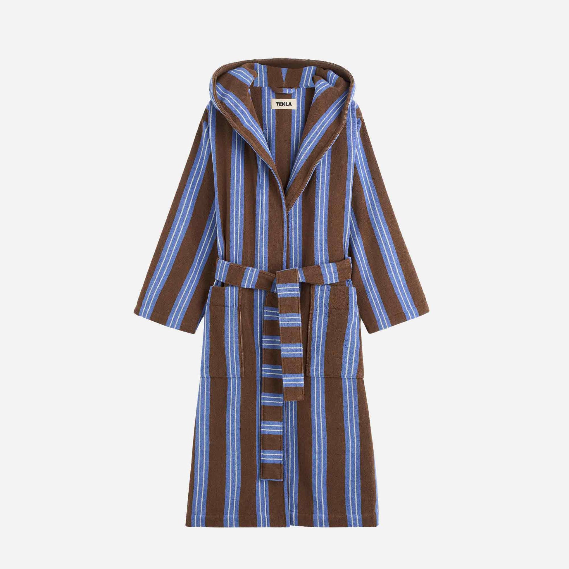 Hooded Bathrobe Chestnut Stripes