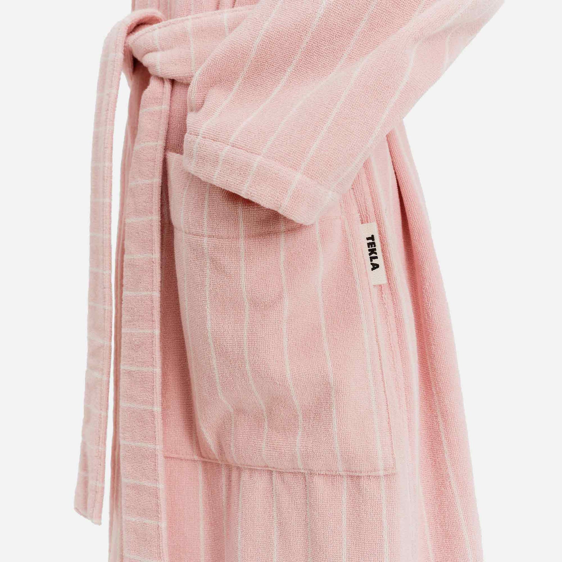 Hooded Bathrobe Shaded Pink Stripes