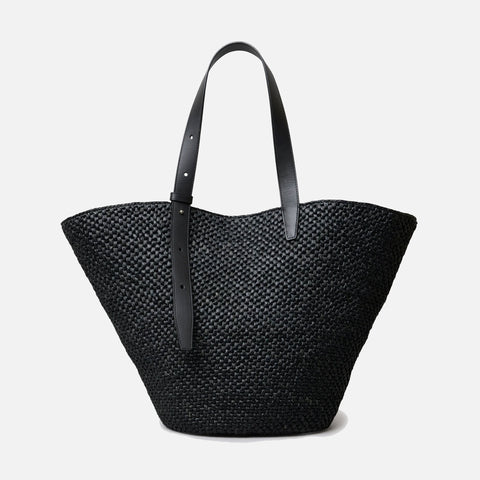 The Bianca Large Raffia Bag Black