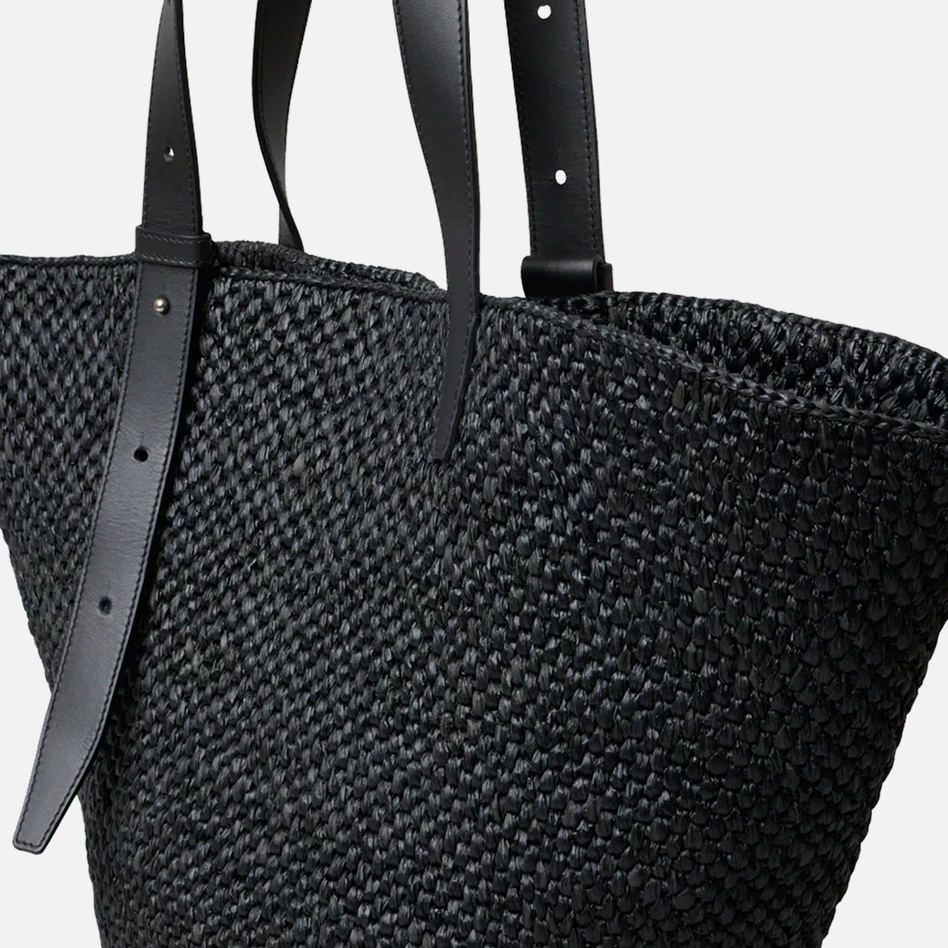 The Bianca Large Raffia Bag Black