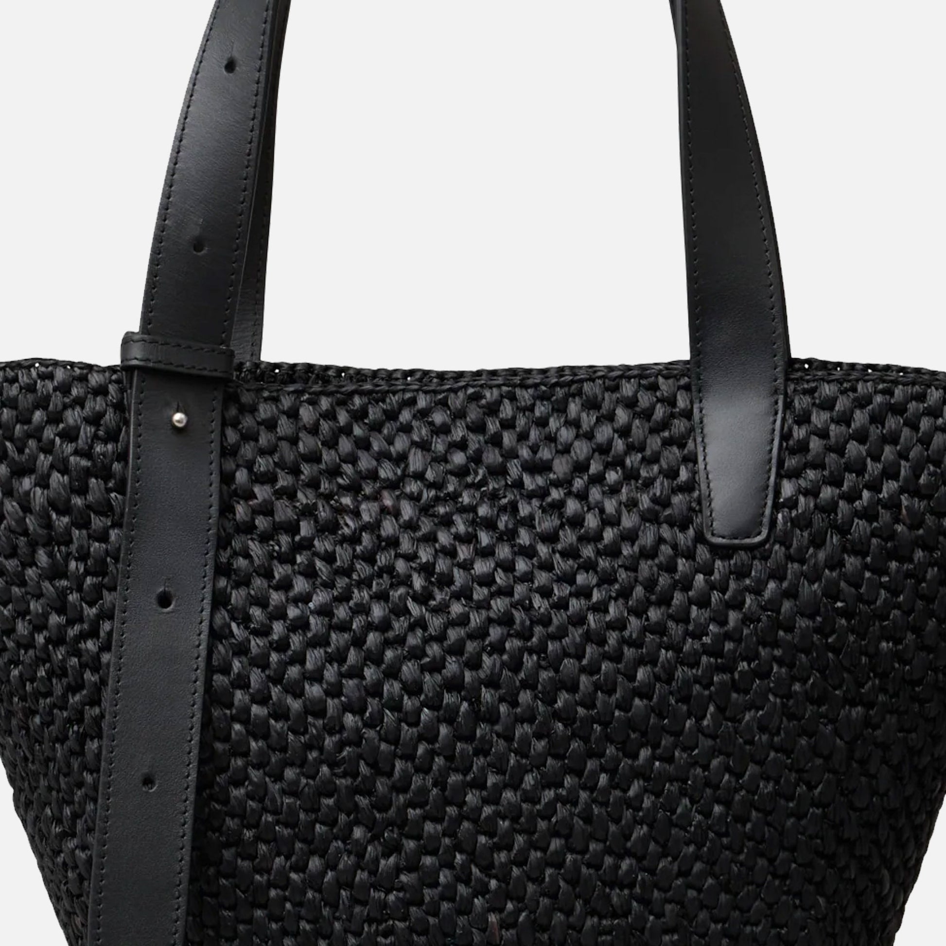 The Bianca Small Raffia Bag Black