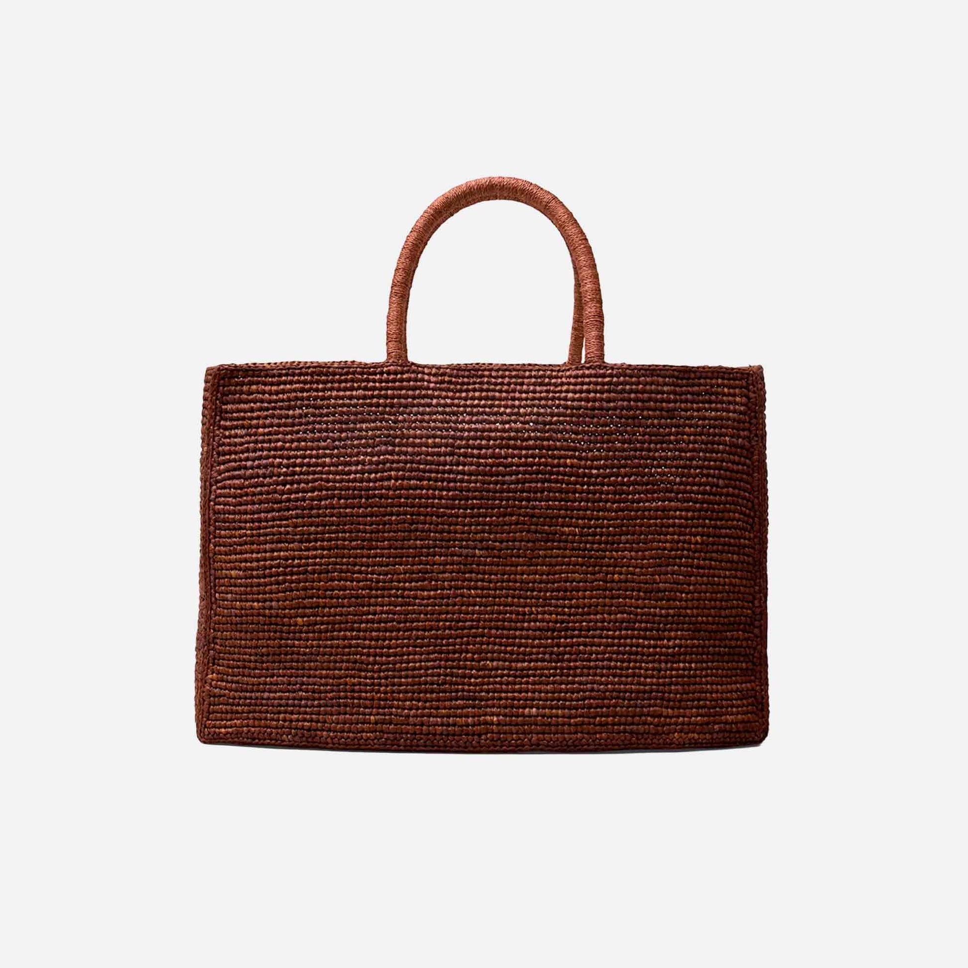 The Charlotte Raffia Bag Large Chestnut Brown